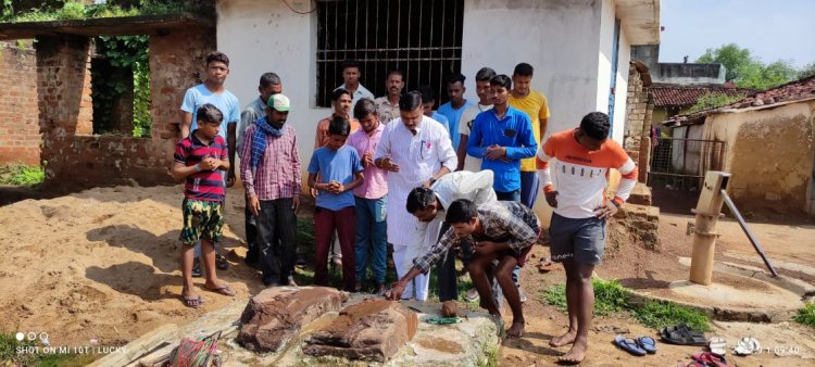 ग्राम पौंता में चबूतरा एवम मंदिर निर्माण के लिए भूमिपूजन किया गया।